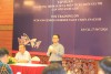 Ông Bùi Trường Minh - Trưởng phòng Truyền thông và Hợp tác quốc tế Văn phòng điều phối NTM Trung ương (đứng) chia sẻ về mục đích của chương trình tập huấn tại Lào Cai.
